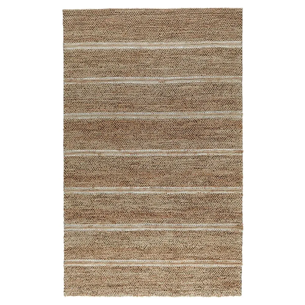 Mira 5x8 Striped Rug - White, Jute image