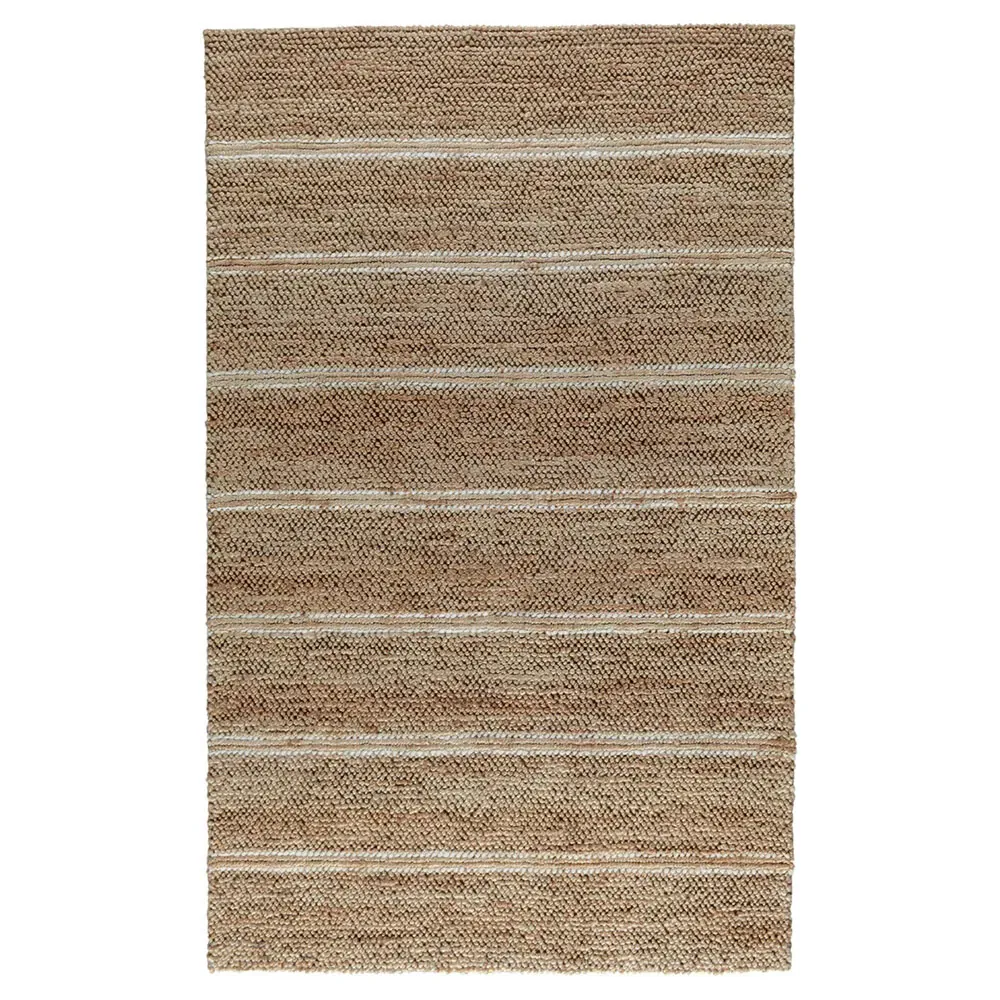 Mira 8x10 Striped Rug - White, Jute