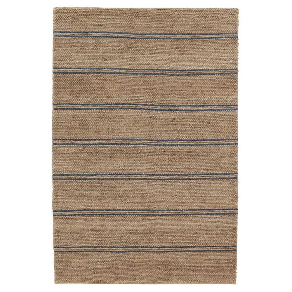 Mira 9x12 Striped Rug - Navy Blue, Jute