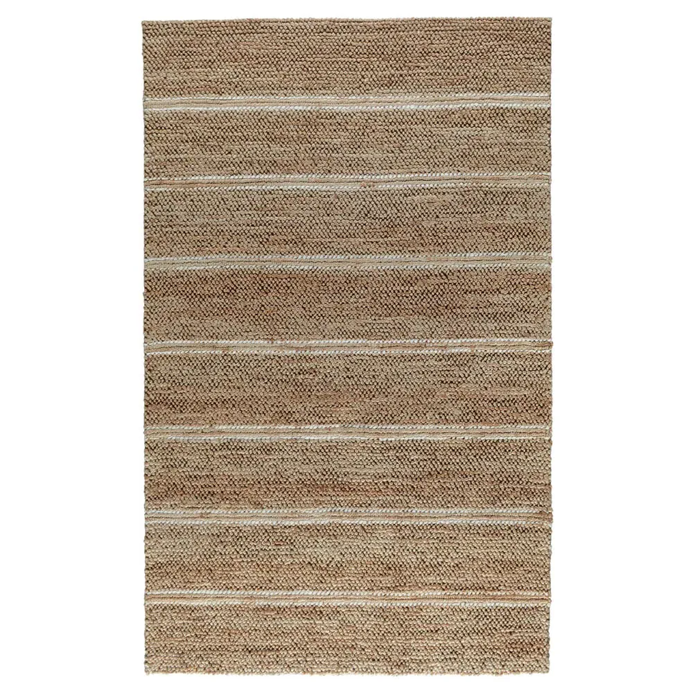 Mira 9x12 Striped Rug - White, Jute