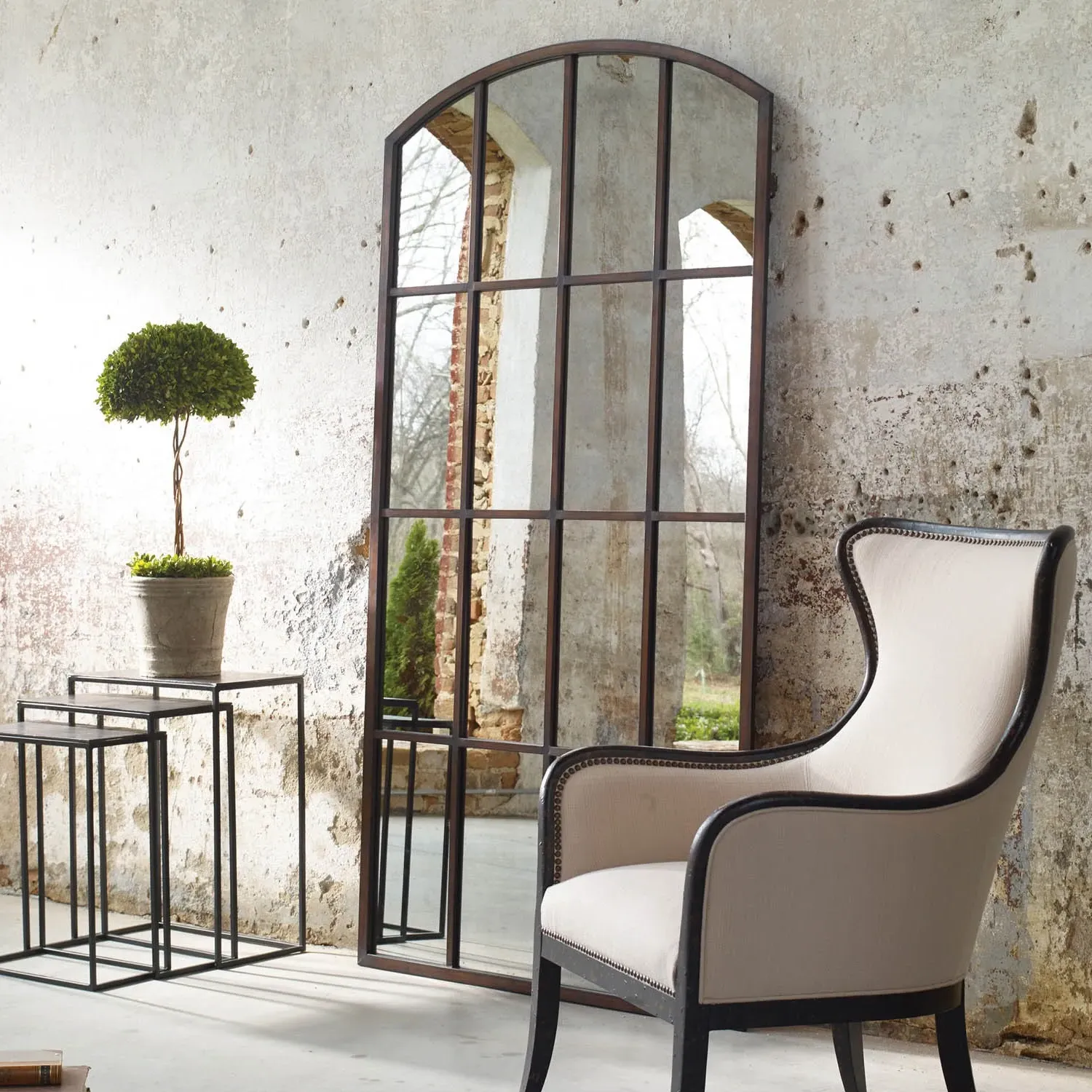 Mira Arched Floor Mirror - Bronze, Metal