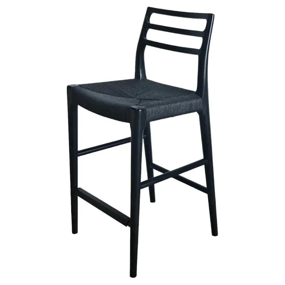 Mira Counter Stool - Black, Ash Wood