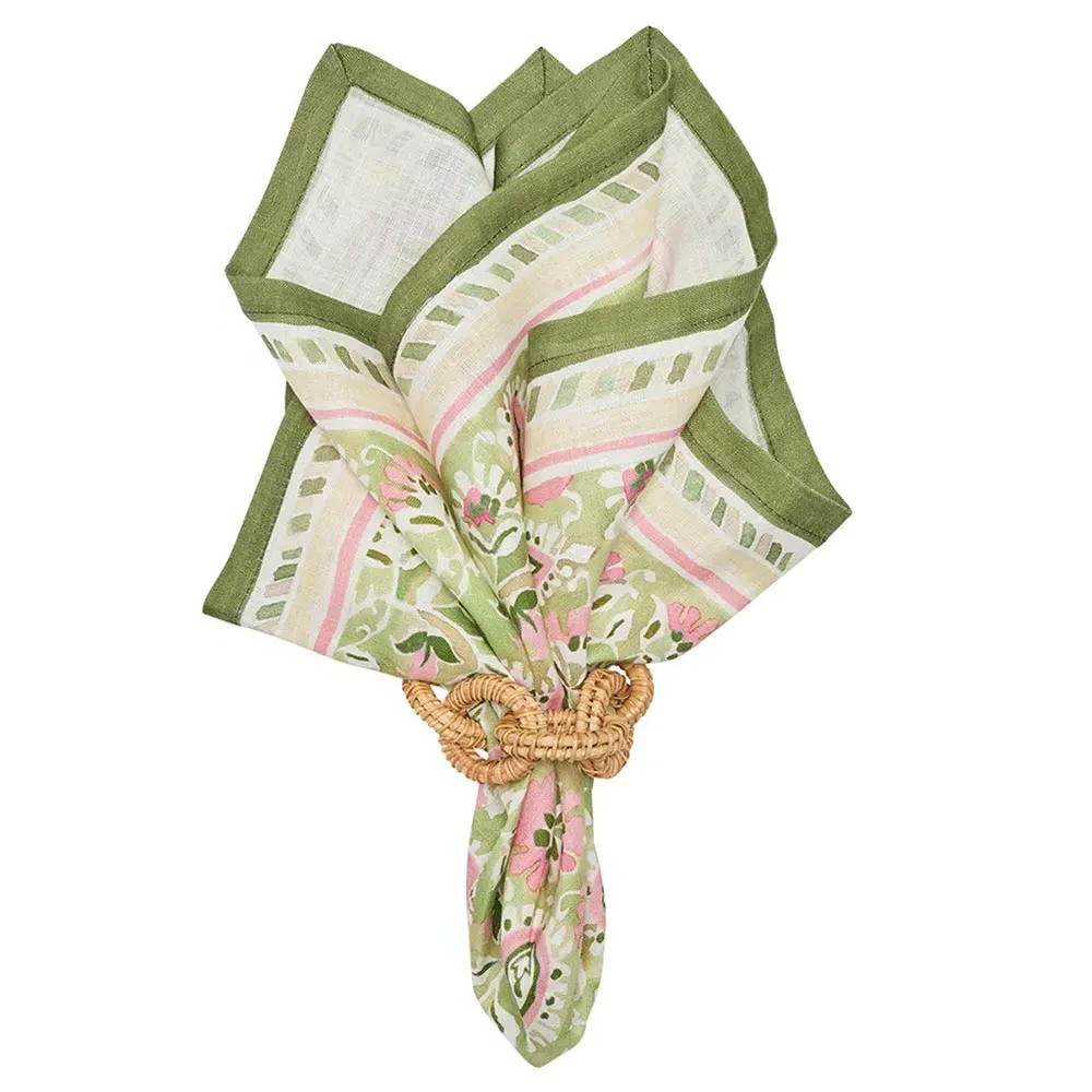 Mira Floral Linen Napkin Set of 4 - Green