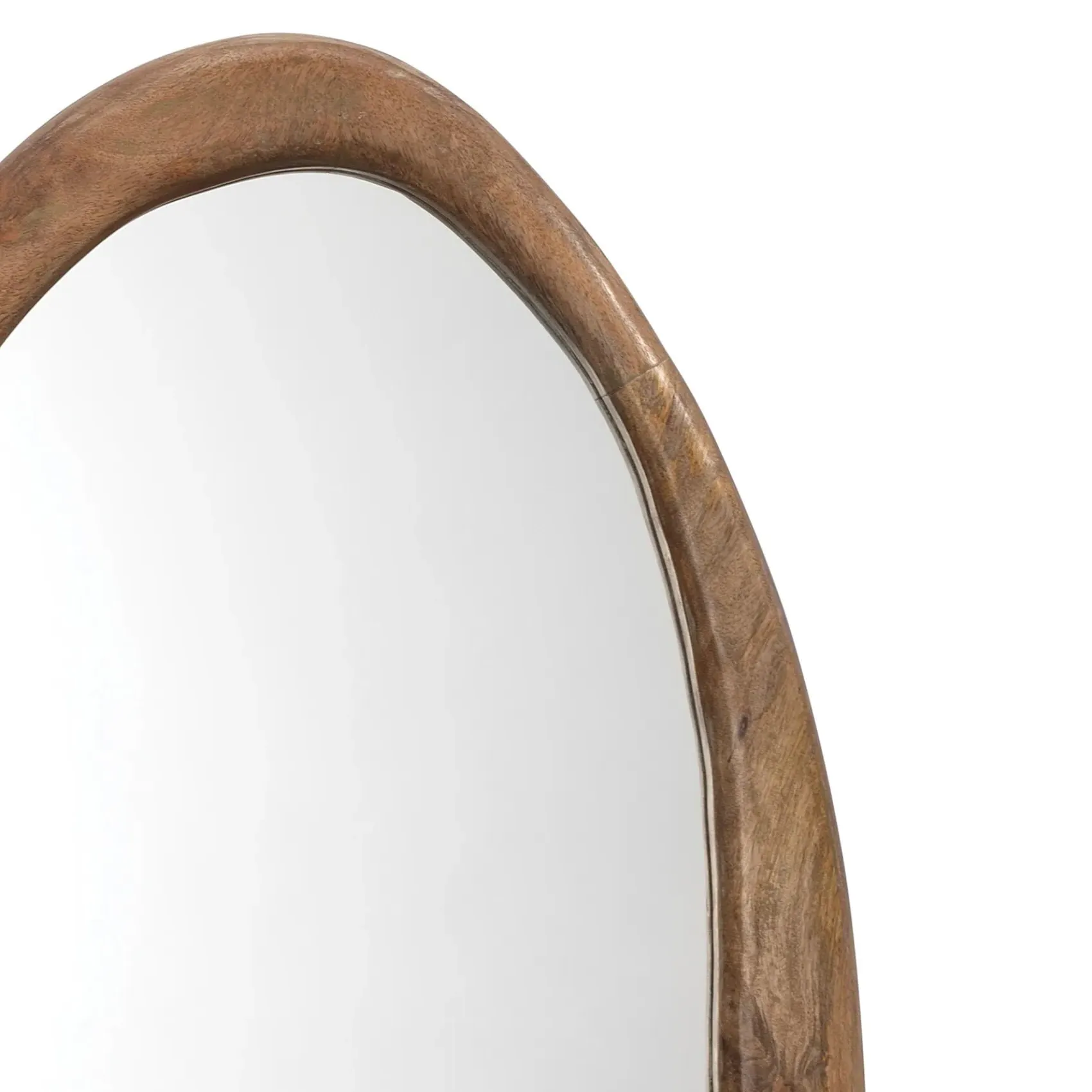 Mira Oval Wall Mirror - Brown, Mango Wood