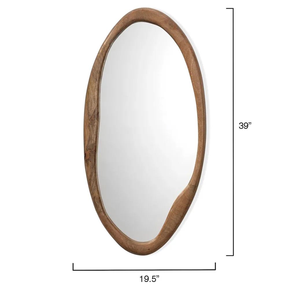 Mira Oval Wall Mirror - Brown, Mango Wood