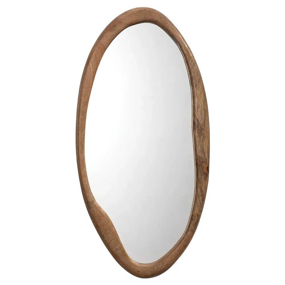 Mira Oval Wall Mirror - Brown, Mango Wood image