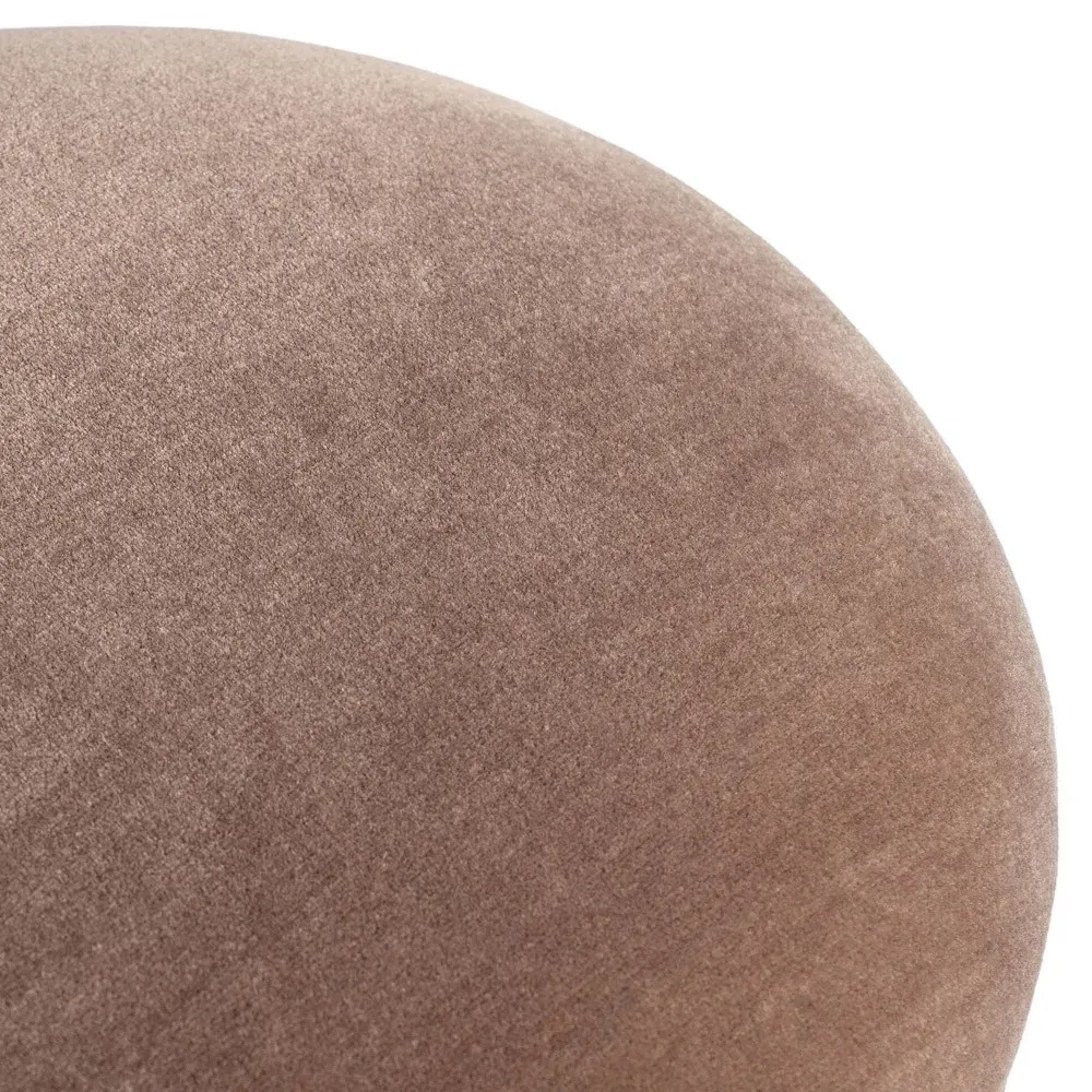 Mira Round Stool - Brown, Velvet