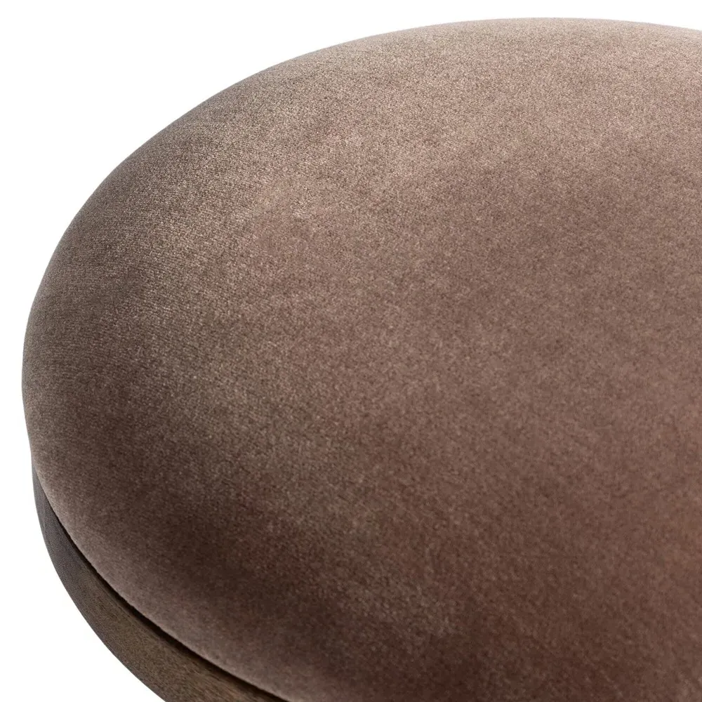 Mira Round Stool - Brown, Velvet