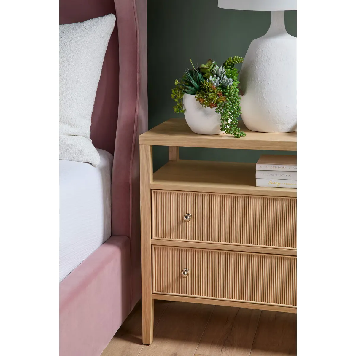 Mira Wide Nightstand - Brown, Oak