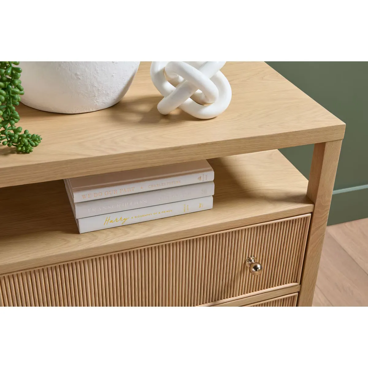 Mira Wide Nightstand - Brown, Oak