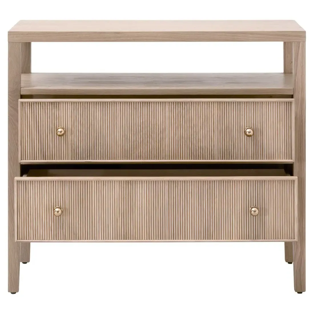 Mira Wide Nightstand - Brown, Oak