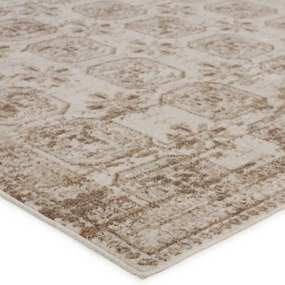 Mirabella Trellis Patterned Washable Rug - Beige, Polyester
