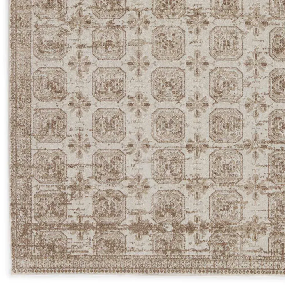 Mirabella Trellis Patterned Washable Rug - Beige, Polyester
