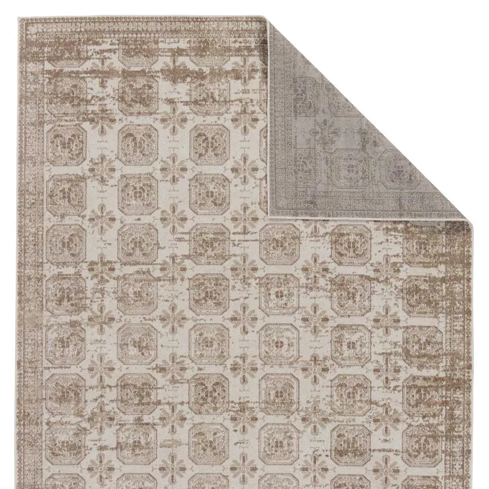 Mirabella Trellis Patterned Washable Rug - Beige, Polyester