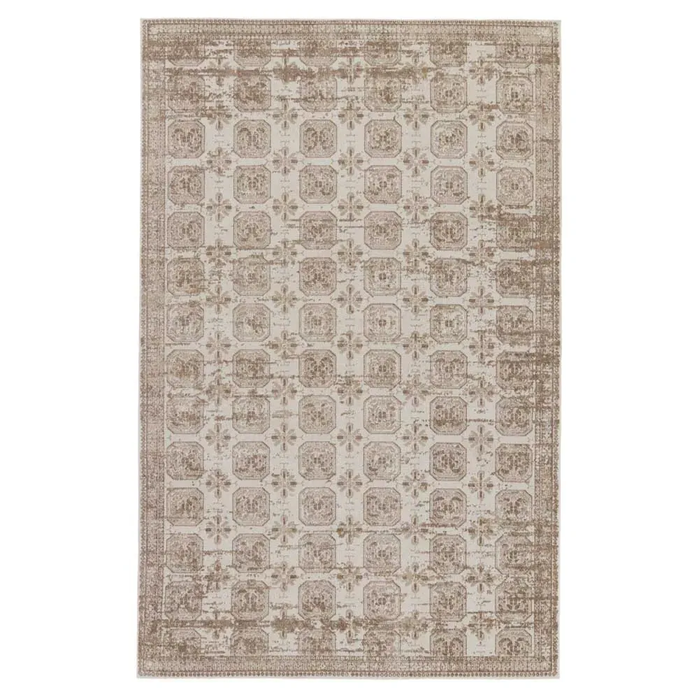 Mirabella Trellis Patterned Washable Rug - Beige, Polyester