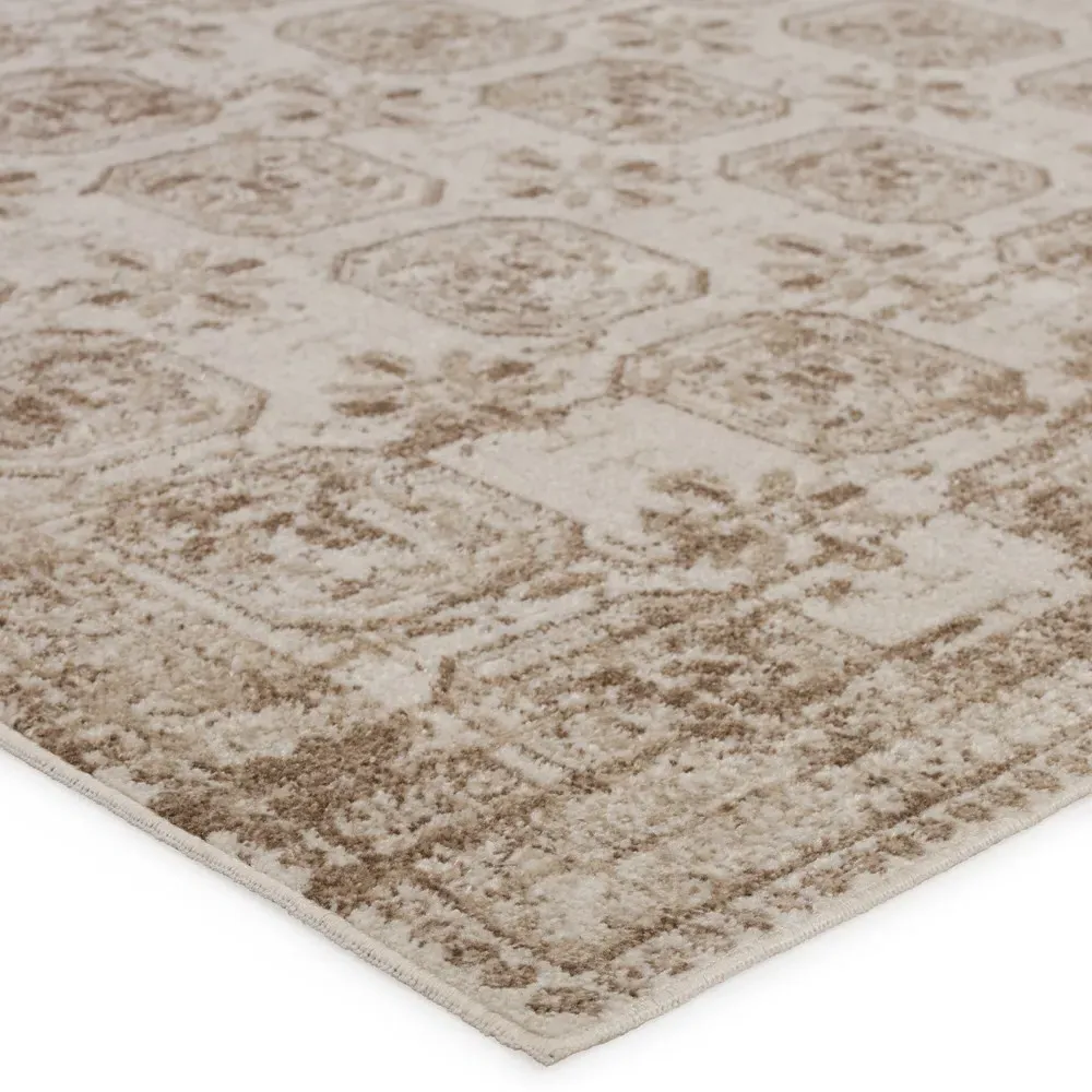 Mirabella Trellis Patterned Washable Rug Sample - Beige, Polyester