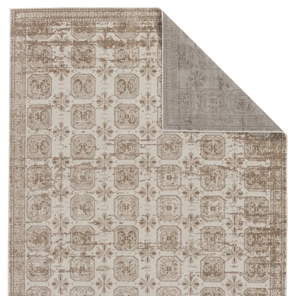 Mirabella Trellis Patterned Washable Rug Sample - Beige, Polyester