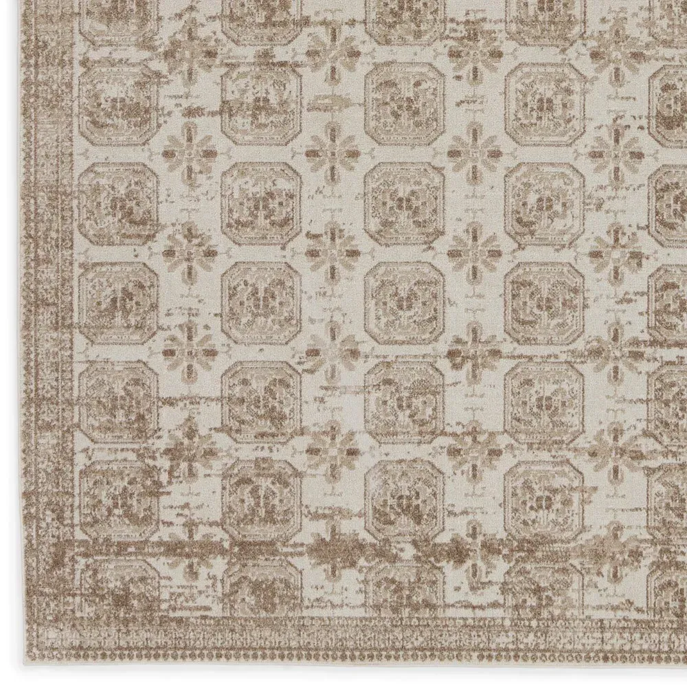 Mirabella Trellis Patterned Washable Rug Sample - Beige, Polyester
