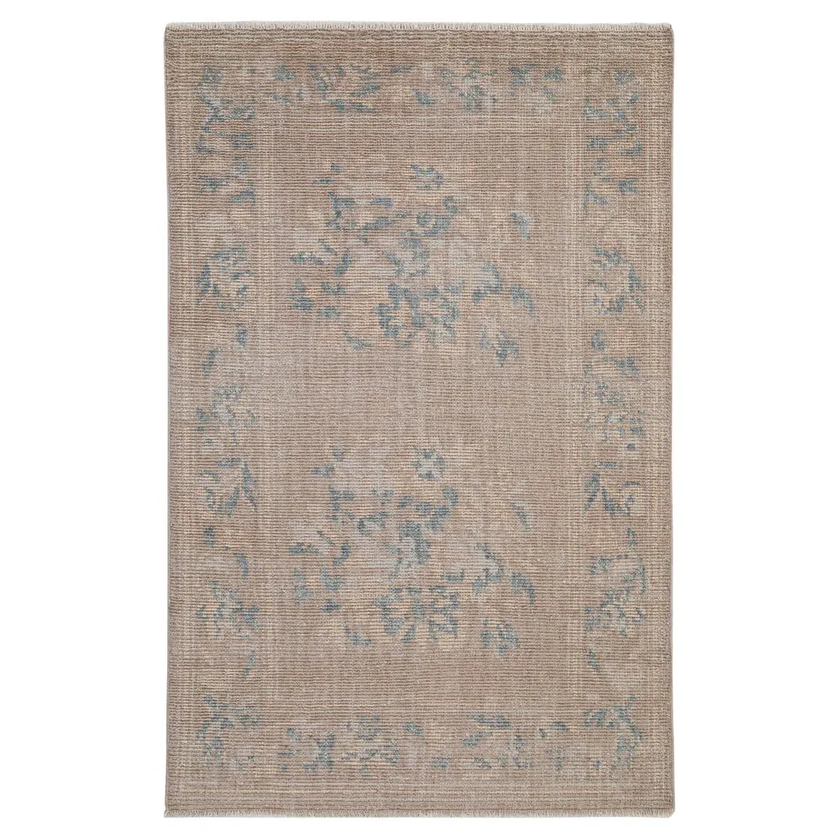 Mirae Botanical Patterned Hand Knotted Rug - Tan, Wool