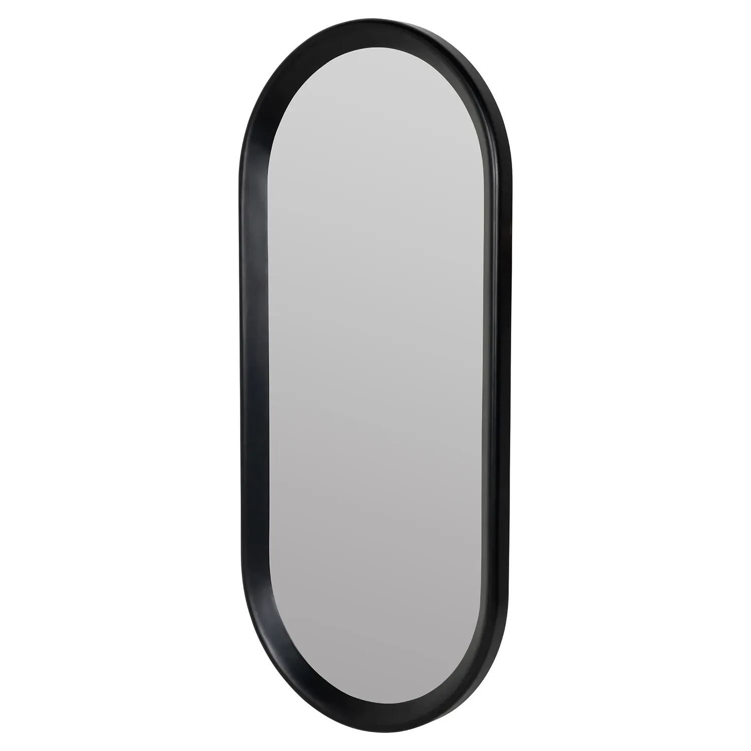 Mirah Oval Wall Mirror - Black, Mango Wood