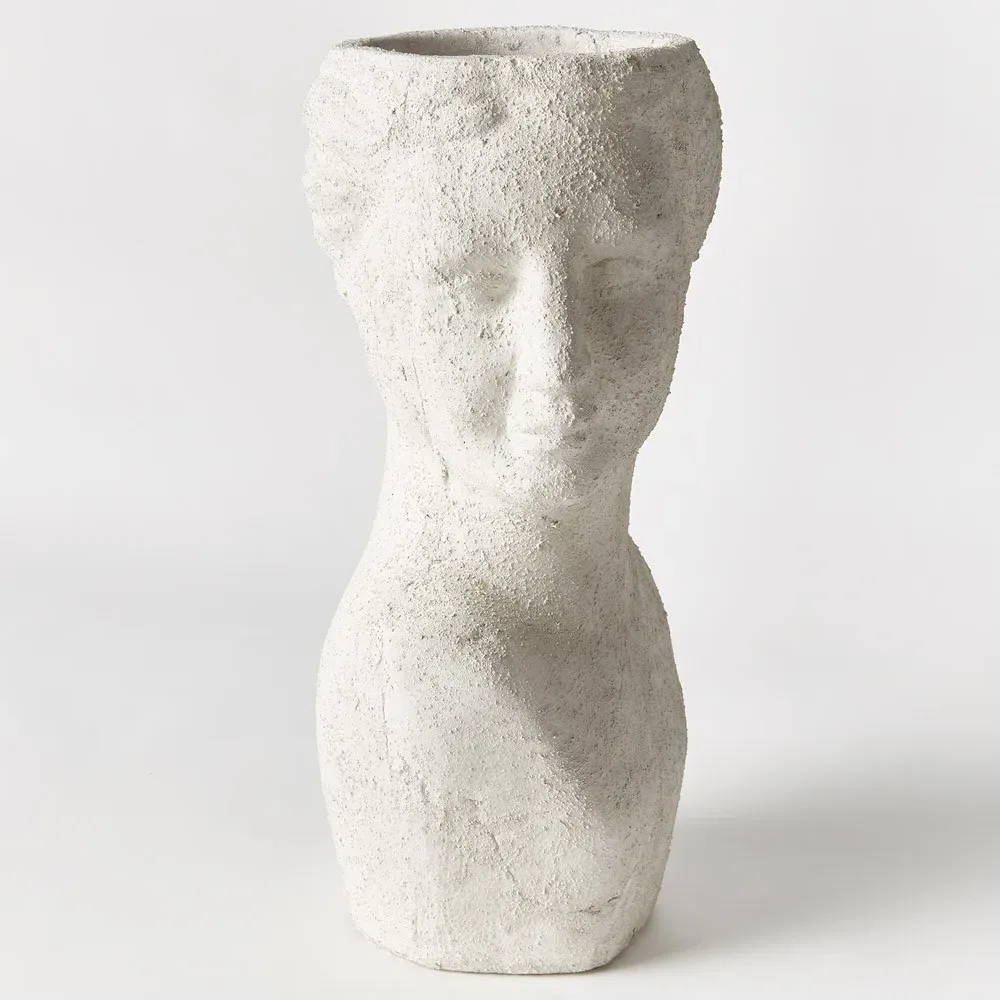 Miralyn Bust Outdoor Planter - White, Limestone