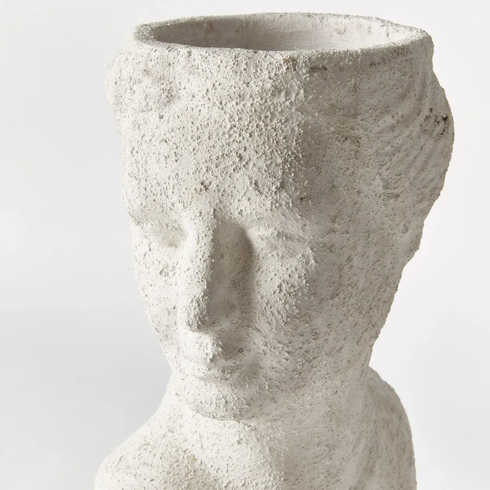 Miralyn Bust Outdoor Planter - White, Limestone