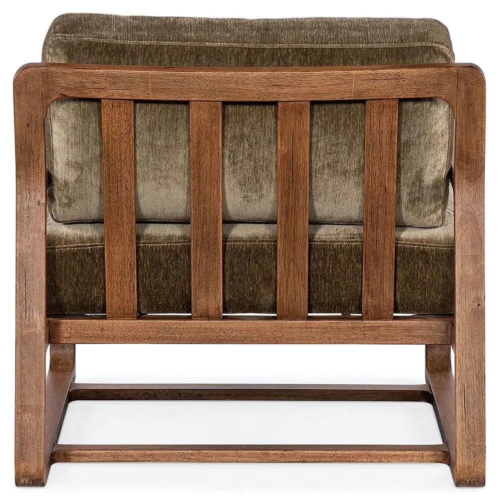 Miranda Upholstered Arm Chair - Sage Green, Brown Wood