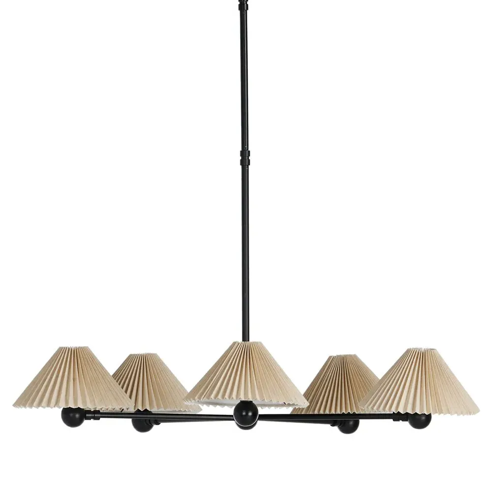 Mirelle Pleated Shade 5 Light Chandelier - Black, Iron image