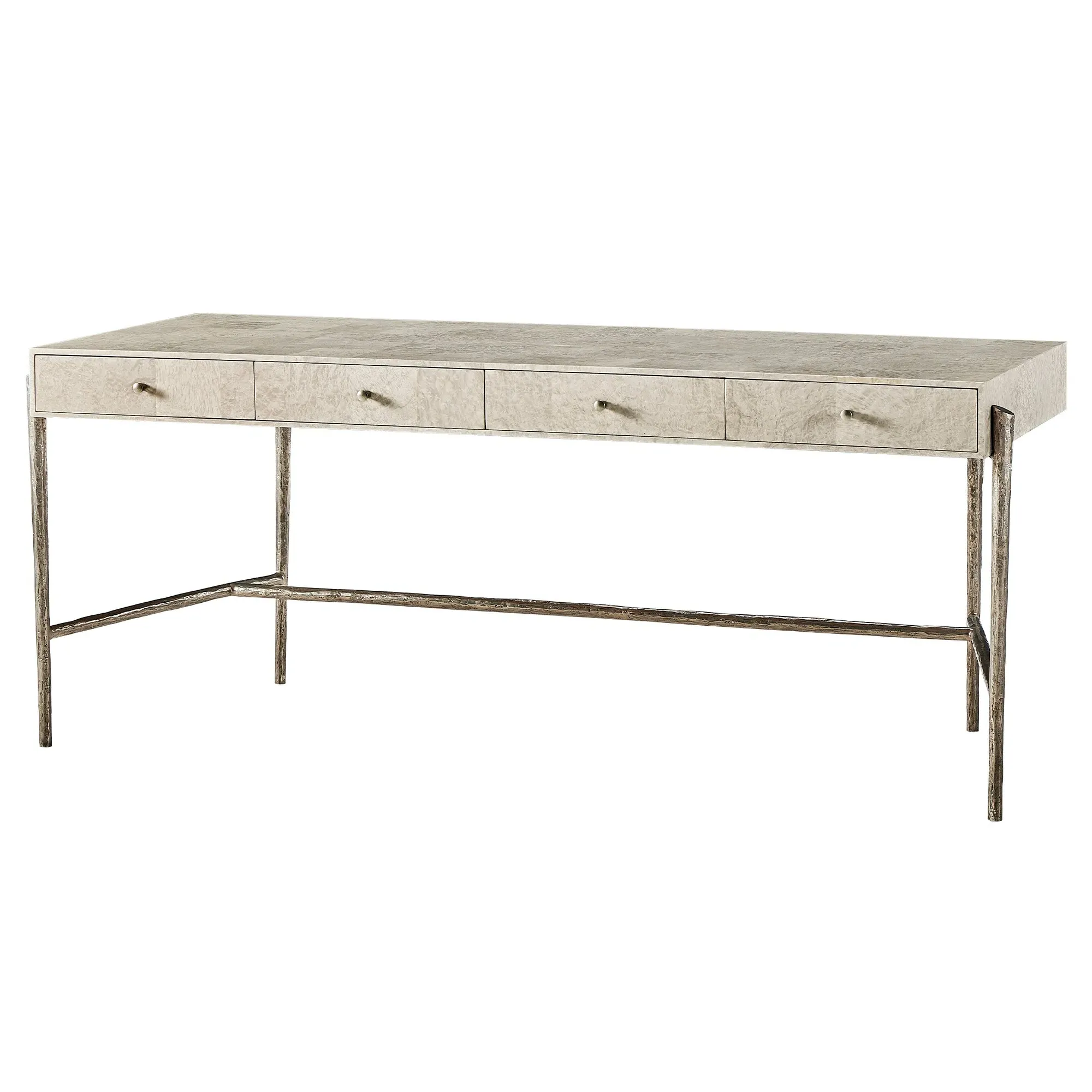 Miren Desk - Grey, Burl Wood