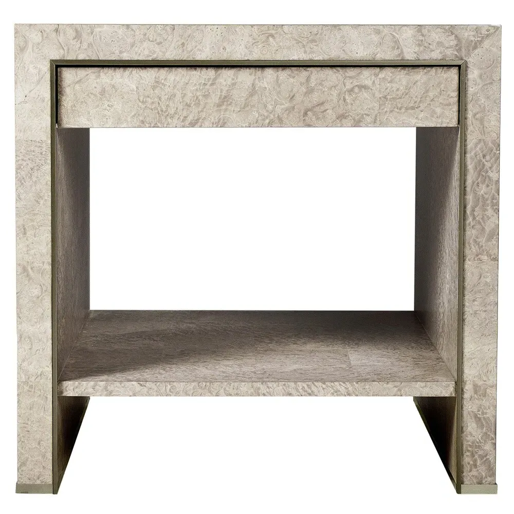 Miren Rectangular End Table - Grey, Burl Wood image