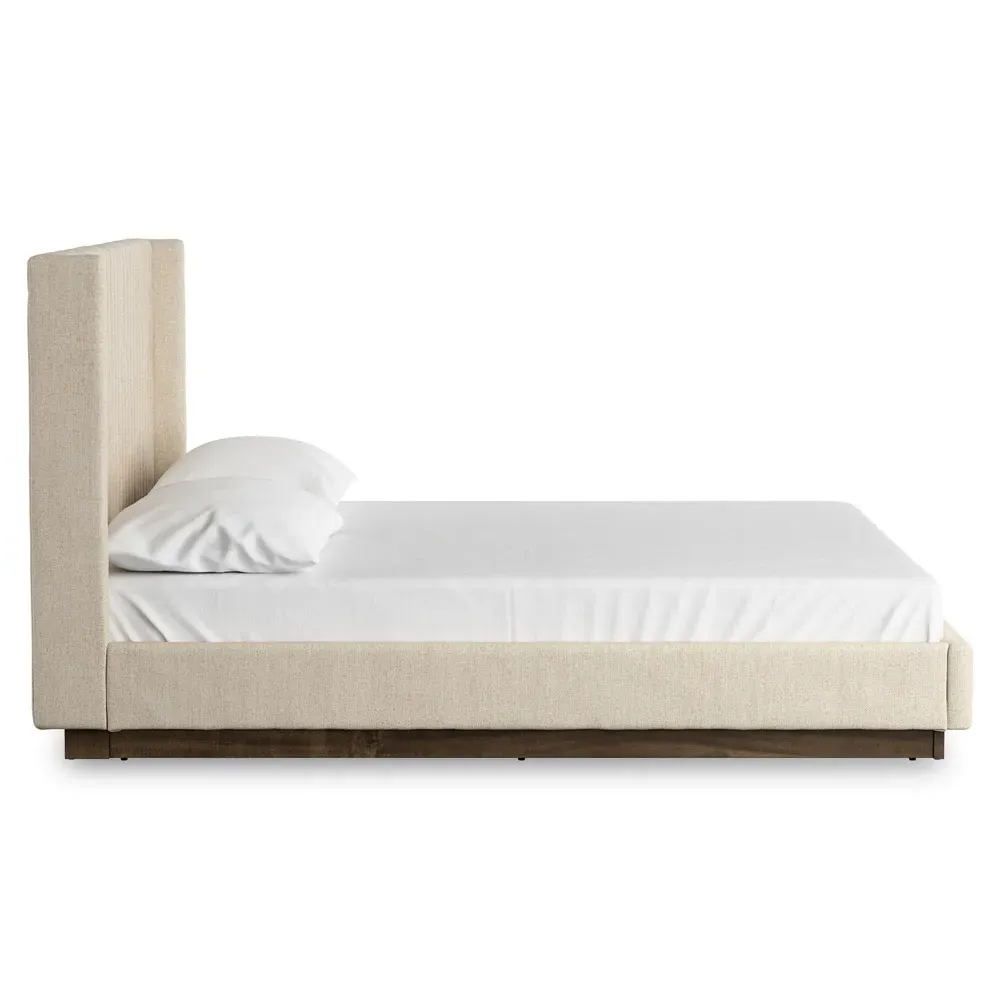 Mirica King Size Tufted Wingback Bed - Cream, Parawood