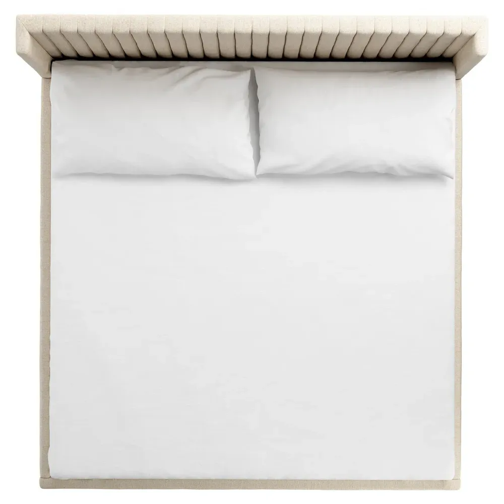 Mirica King Size Tufted Wingback Bed - Cream, Parawood