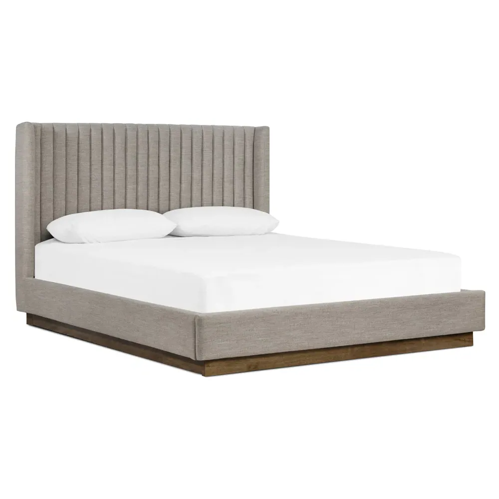 Mirica King Size Tufted Wingback Bed - Grey, Parawood