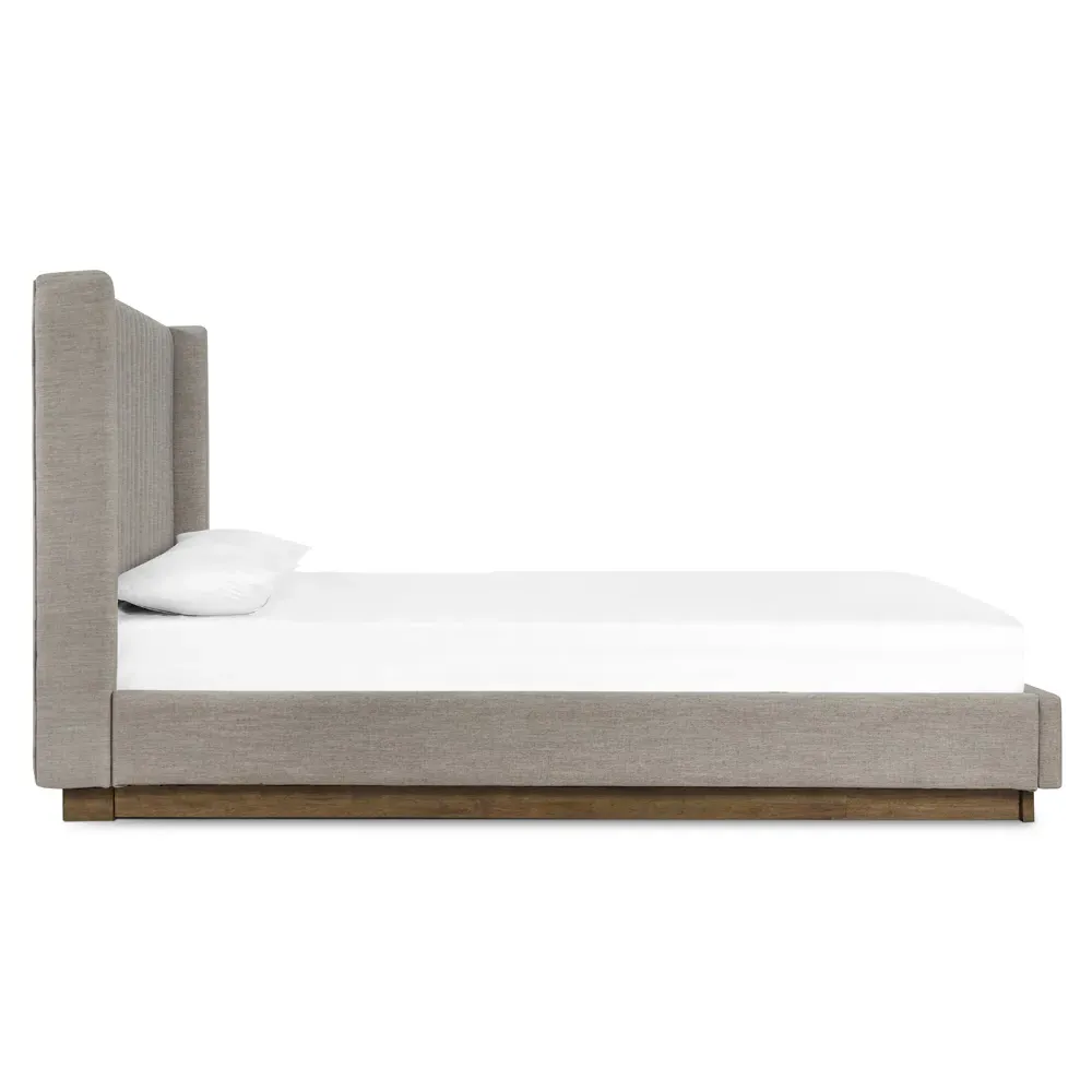 Mirica King Size Tufted Wingback Bed - Grey, Parawood