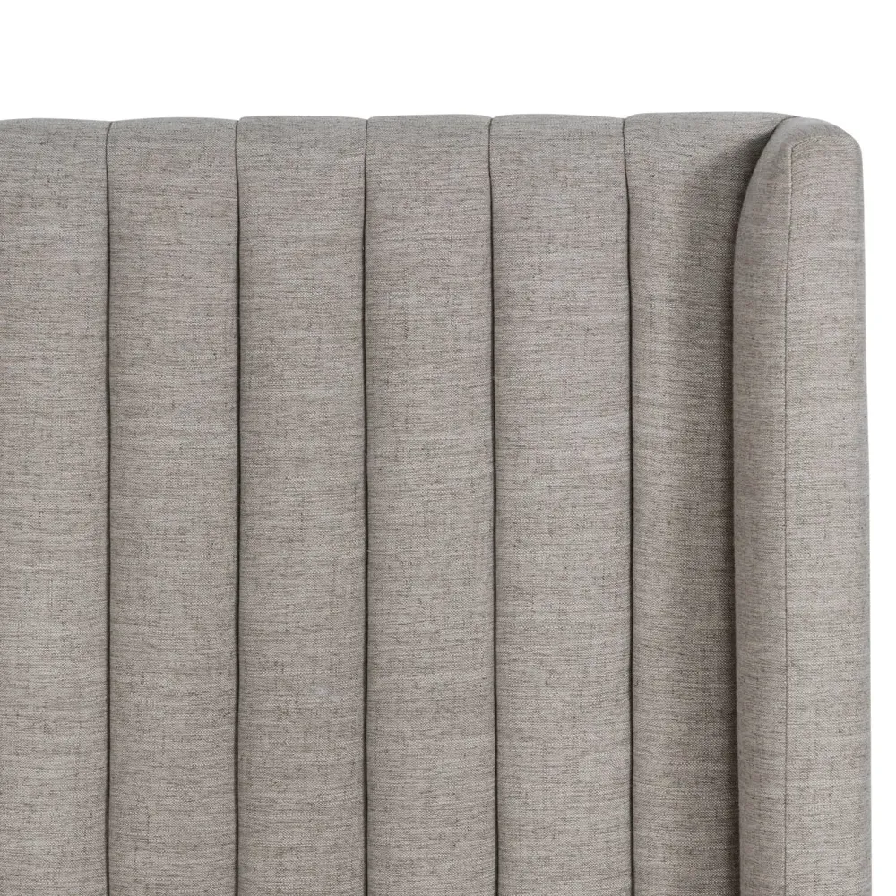 Mirica King Size Tufted Wingback Bed - Grey, Parawood