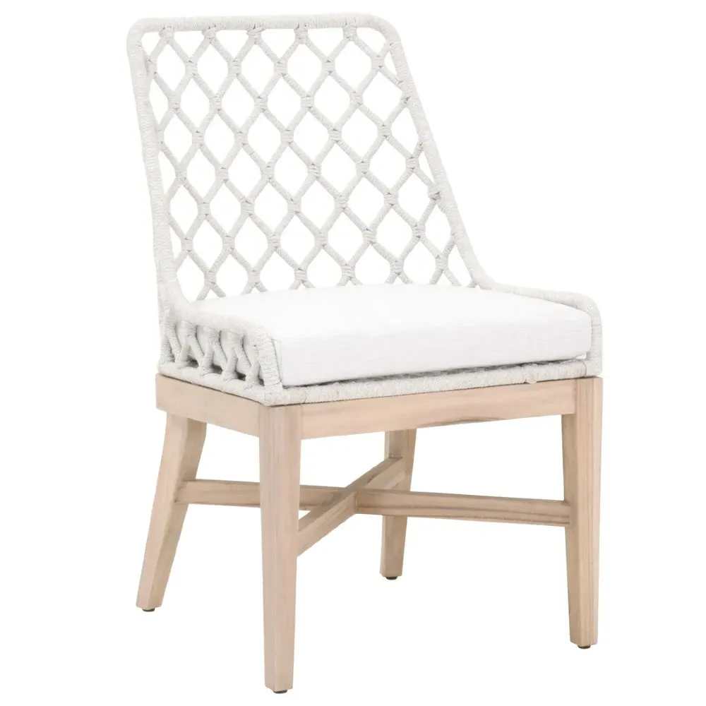 Molly Woven Rope Outdoor Dining Chair - White Grey, Teak