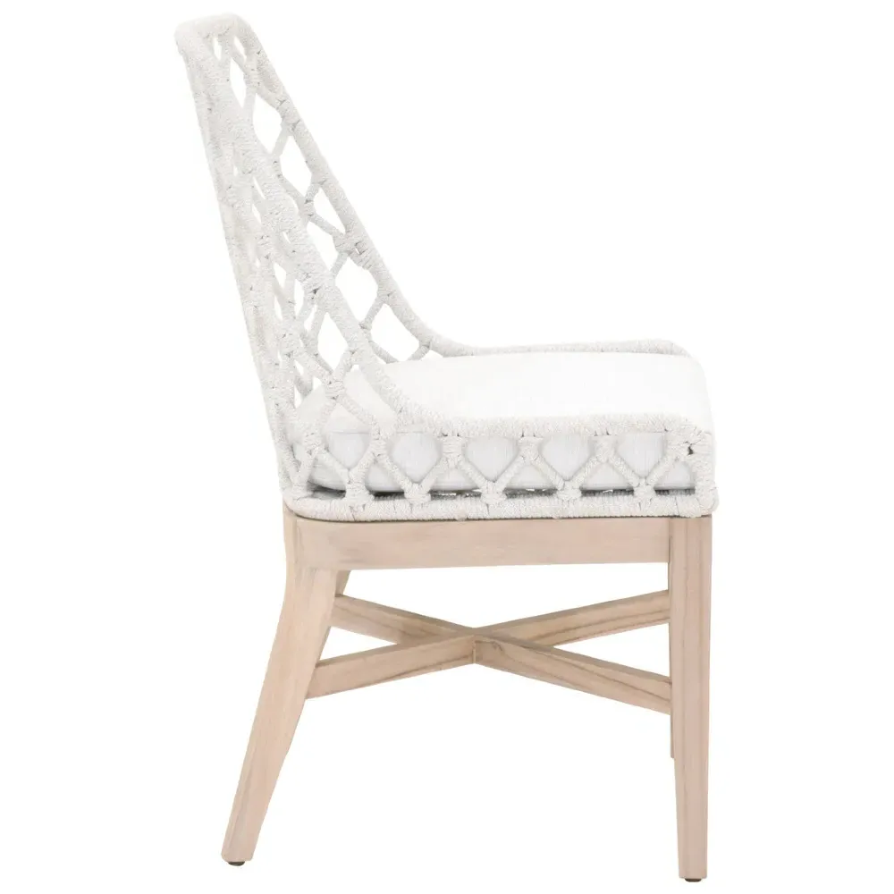 Molly Woven Rope Outdoor Dining Chair - White Grey, Teak