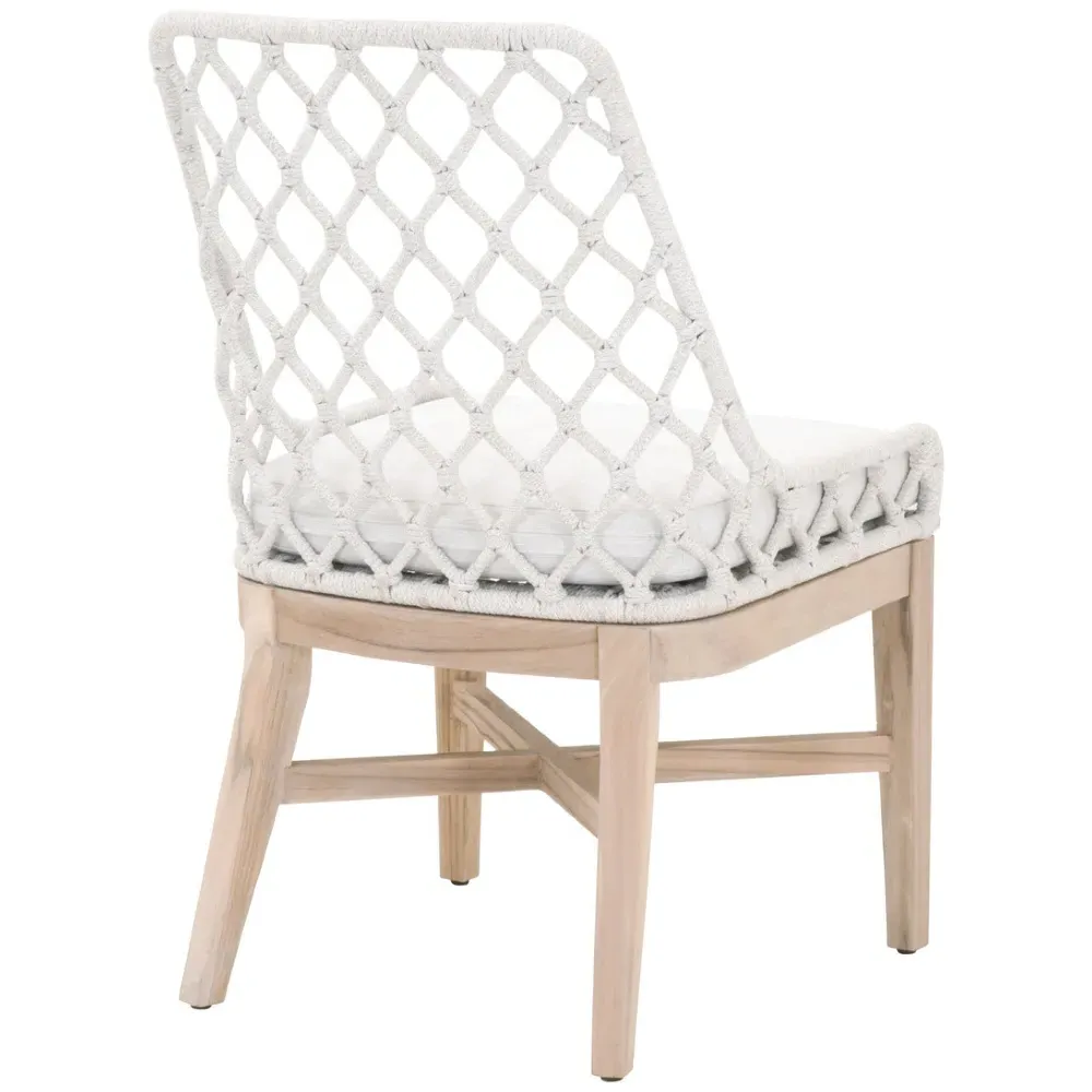 Molly Woven Rope Outdoor Dining Chair - White Grey, Teak