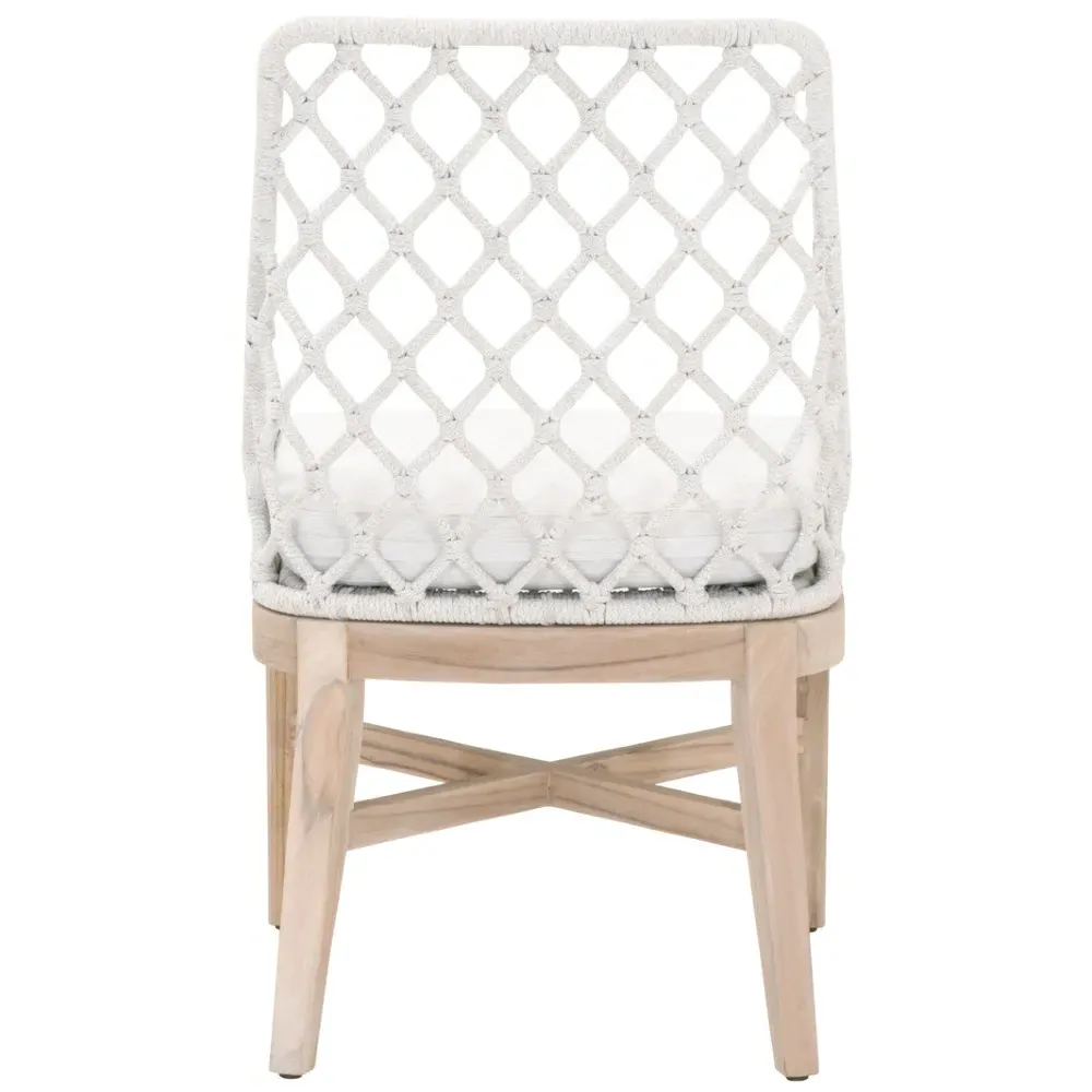 Molly Woven Rope Outdoor Dining Chair - White Grey, Teak