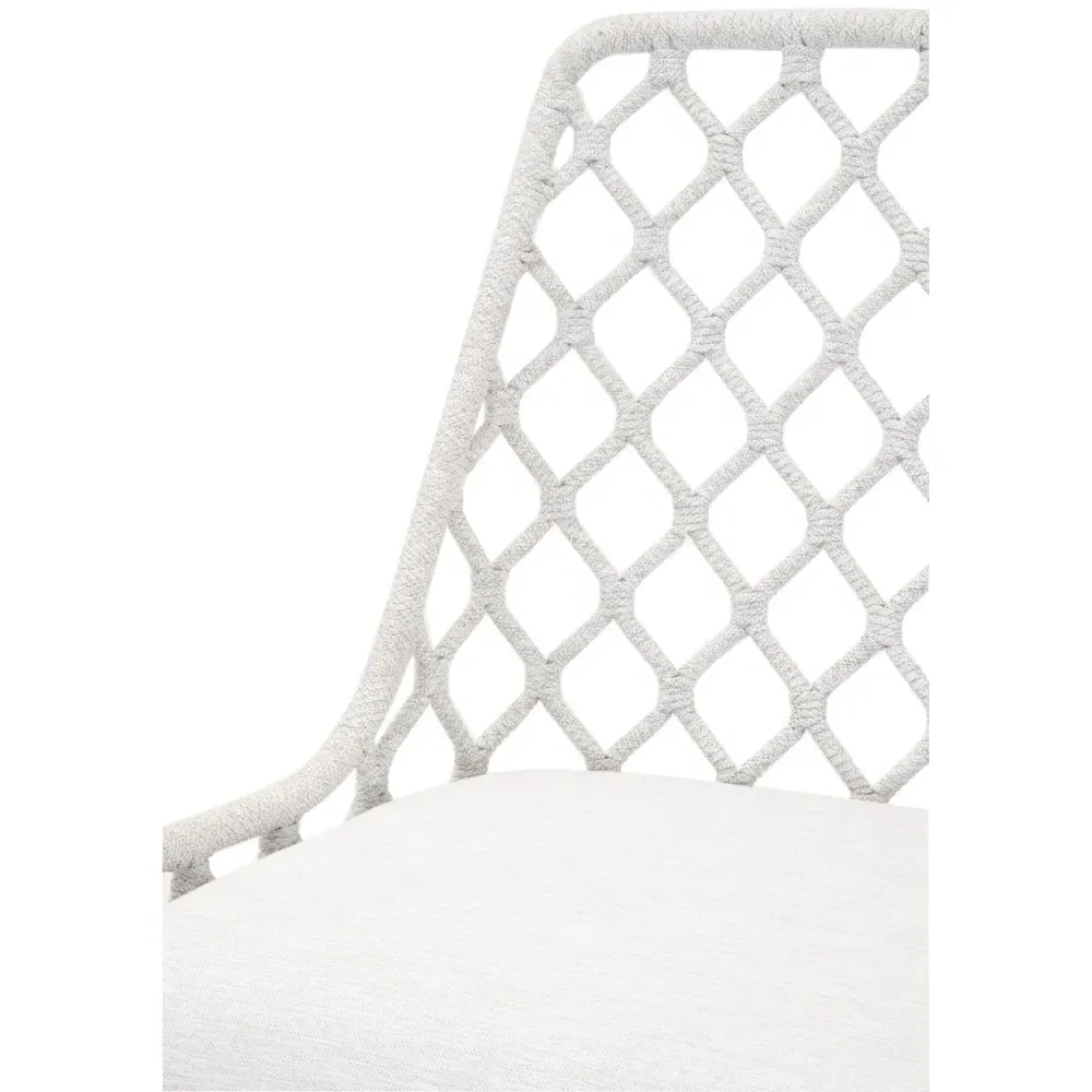 Molly Woven Rope Outdoor Dining Chair - White Grey, Teak