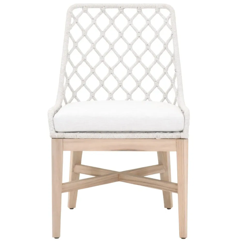 Molly Woven Rope Outdoor Dining Chair - White Grey, Teak image