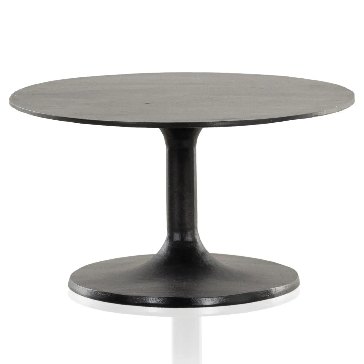 Mona Oval Pedestal Outdoor Coffee Table - Black, Aluminum
