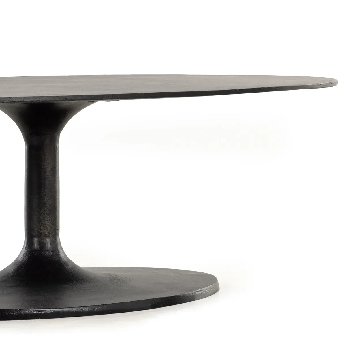 Mona Oval Pedestal Outdoor Coffee Table - Black, Aluminum