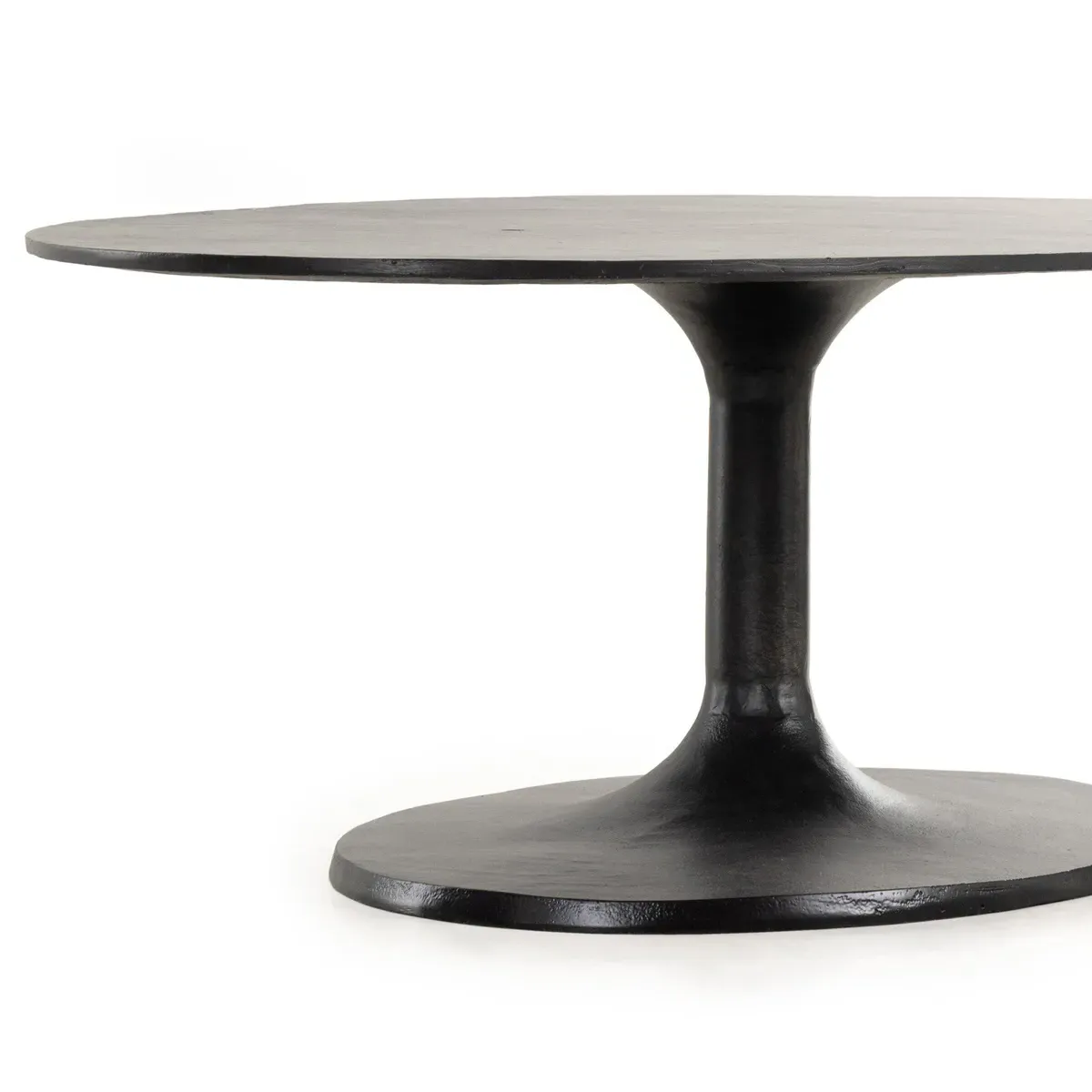 Mona Oval Pedestal Outdoor Coffee Table - Black, Aluminum