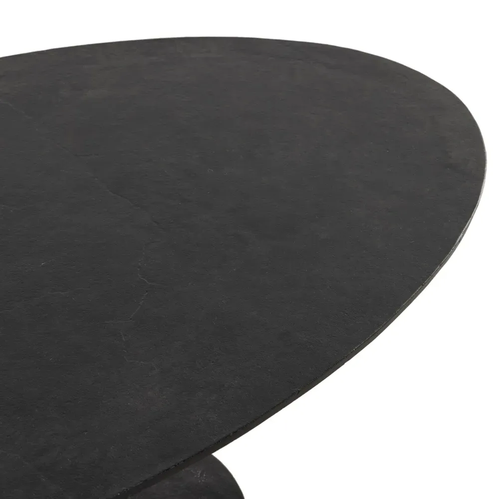 Mona Oval Pedestal Outdoor Coffee Table - Black, Aluminum