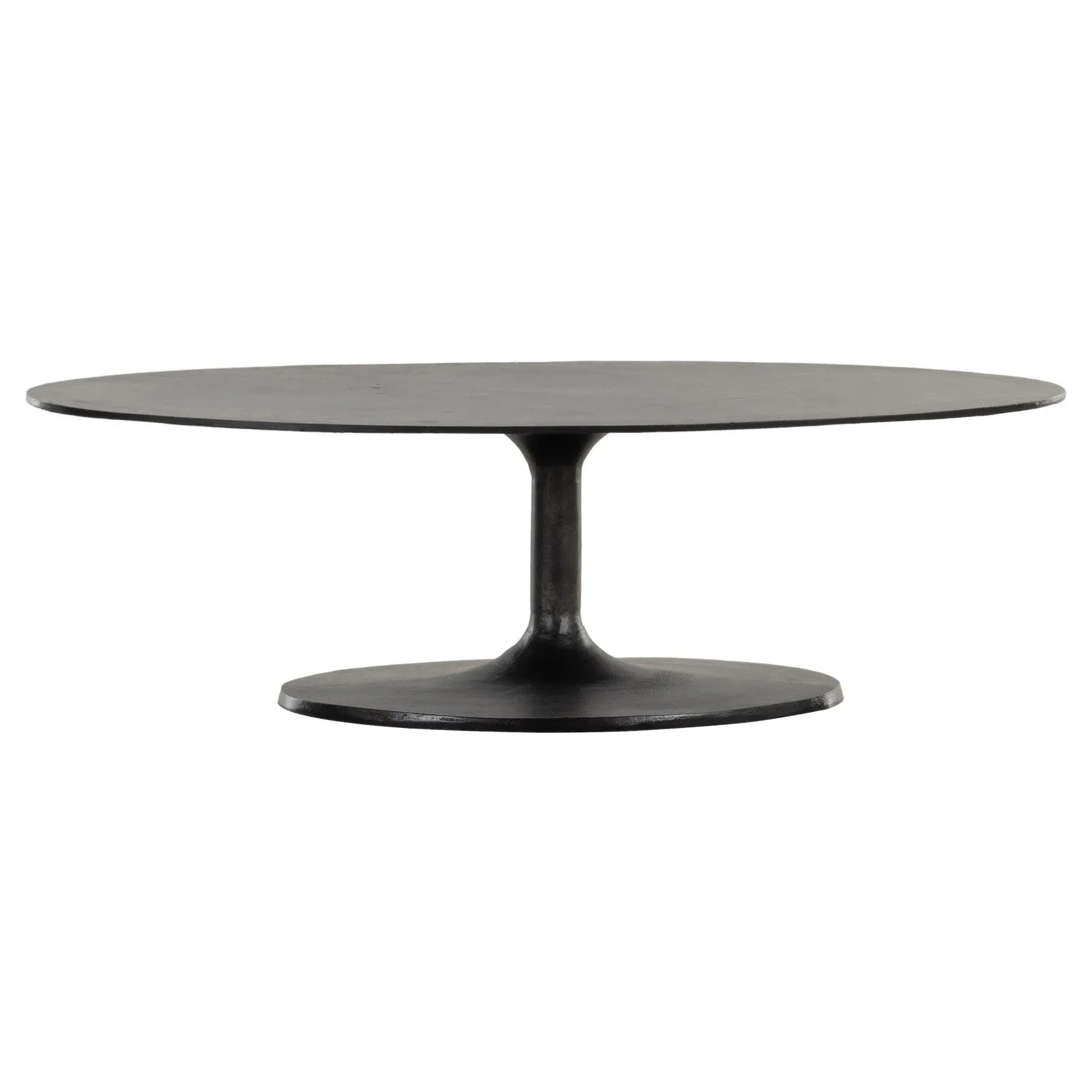 Mona Oval Pedestal Outdoor Coffee Table - Black, Aluminum image