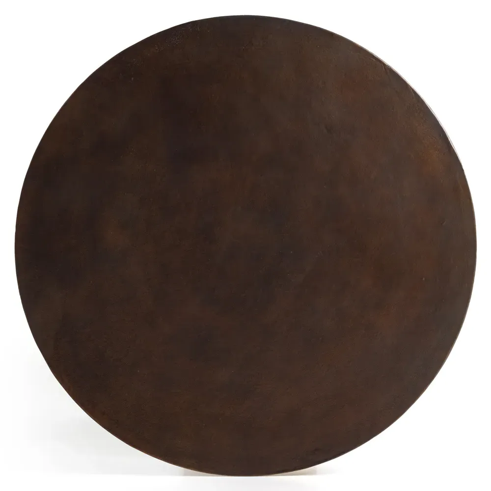 Mona Round Pedestal Coffee Table - Brown, Aluminum