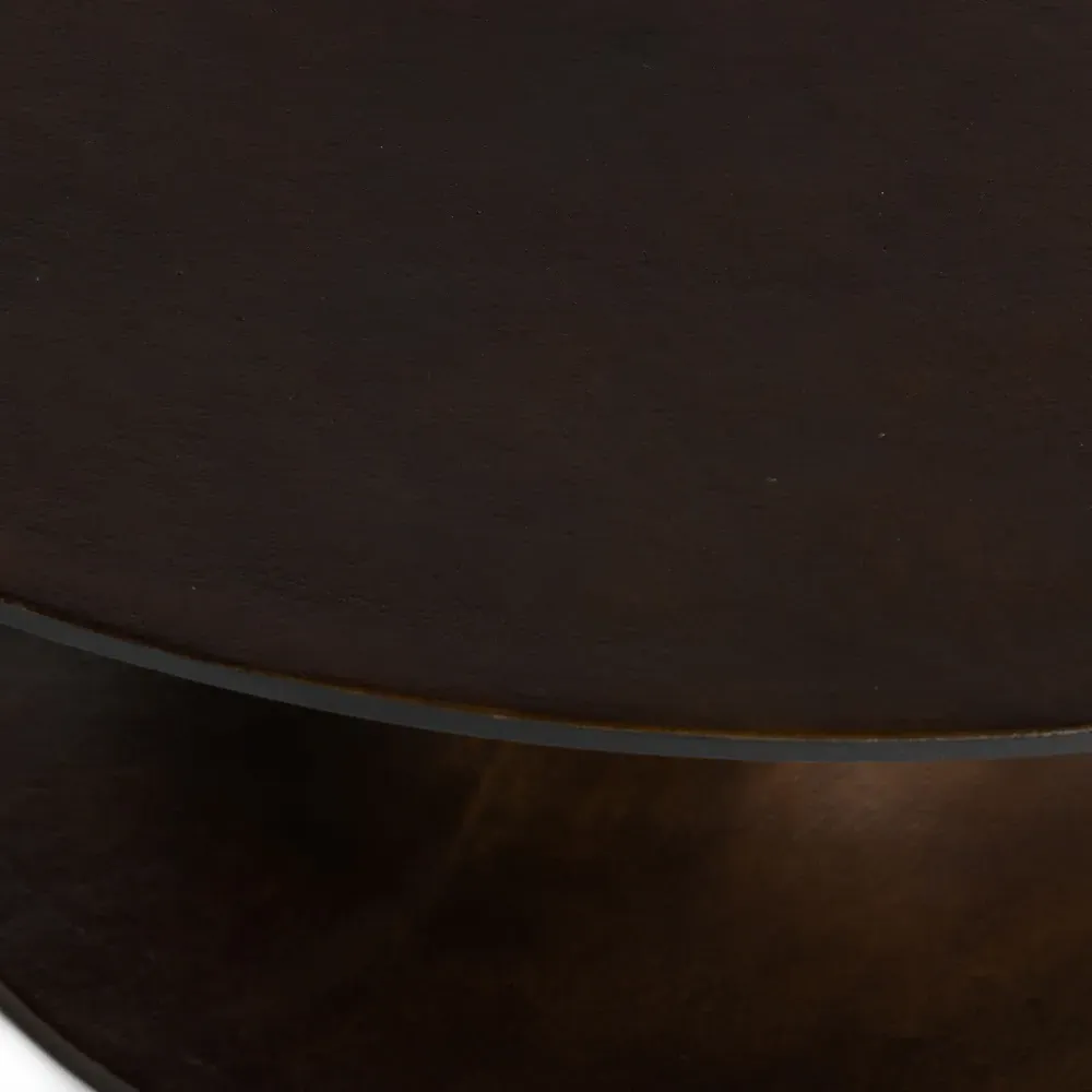 Mona Round Pedestal Coffee Table - Brown, Aluminum
