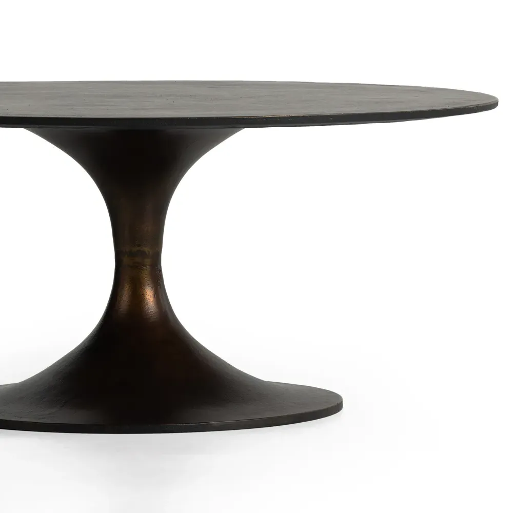 Mona Round Pedestal Coffee Table - Brown, Aluminum