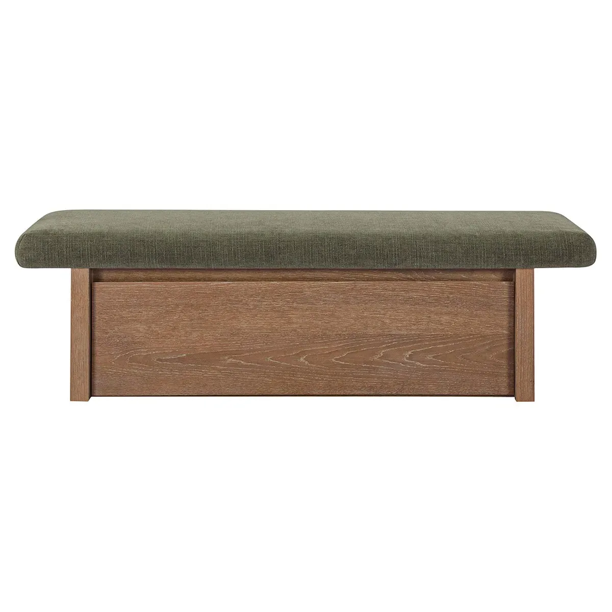 Mona Storage Bench with Oak Veneer - Dark Green, Chenille image